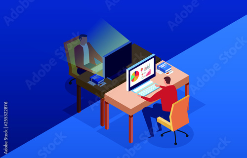 Businessman working day and night