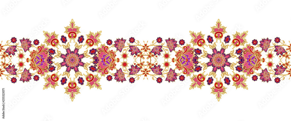 Seamless pattern. Golden textured curls. Brilliant lace, stylized flowers. Openwork weaving delicate, golden background, Paisley. Seamless pattern. Golden textured curls. Brilliant lace, stylized flowers. Openwork weaving delicate, golden background, Paisley.
