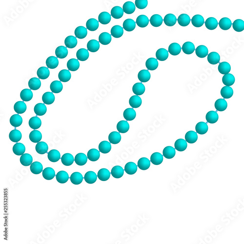 Turquoise pearl necklace over a white background. Vector illustration