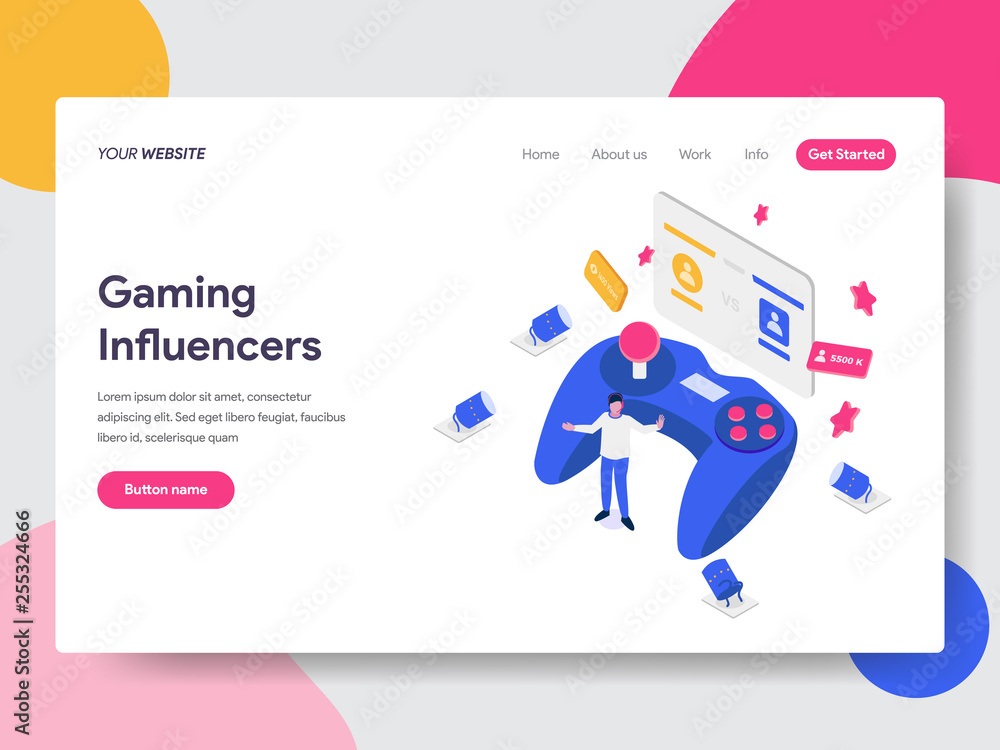 Landing page template of Gaming Influencers Illustration Concept ...