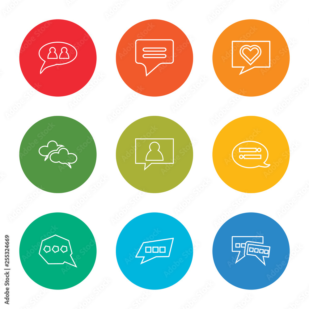 outline stroke chat, chat, chat, vector line icons set on rounded colorful shapes outline stroke chat, chat, chat, vector line icons set on rounded colorful shapes