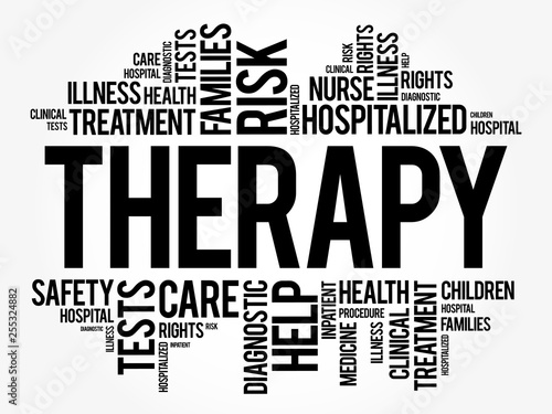 Therapy word cloud collage, health concept background