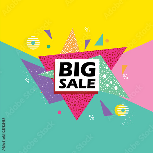 Elegant design sale banner template pop art pastels modern style vector illustration