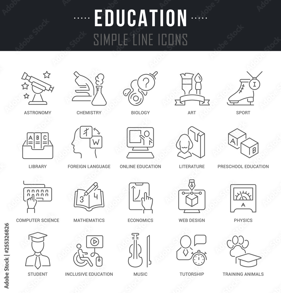Set Vector Line Icons of Education. Set Vector Line Icons of Education.