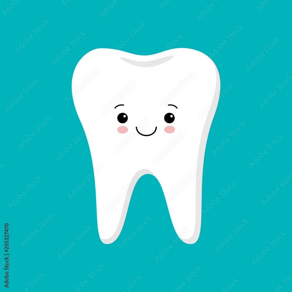 Cute healthy shiny cartoon tooth character, childrens dentistry concept vector Illustration Cute healthy shiny cartoon tooth character, childrens dentistry concept vector Illustration