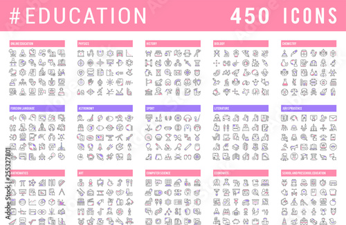 Set Vector Line Icons of Education