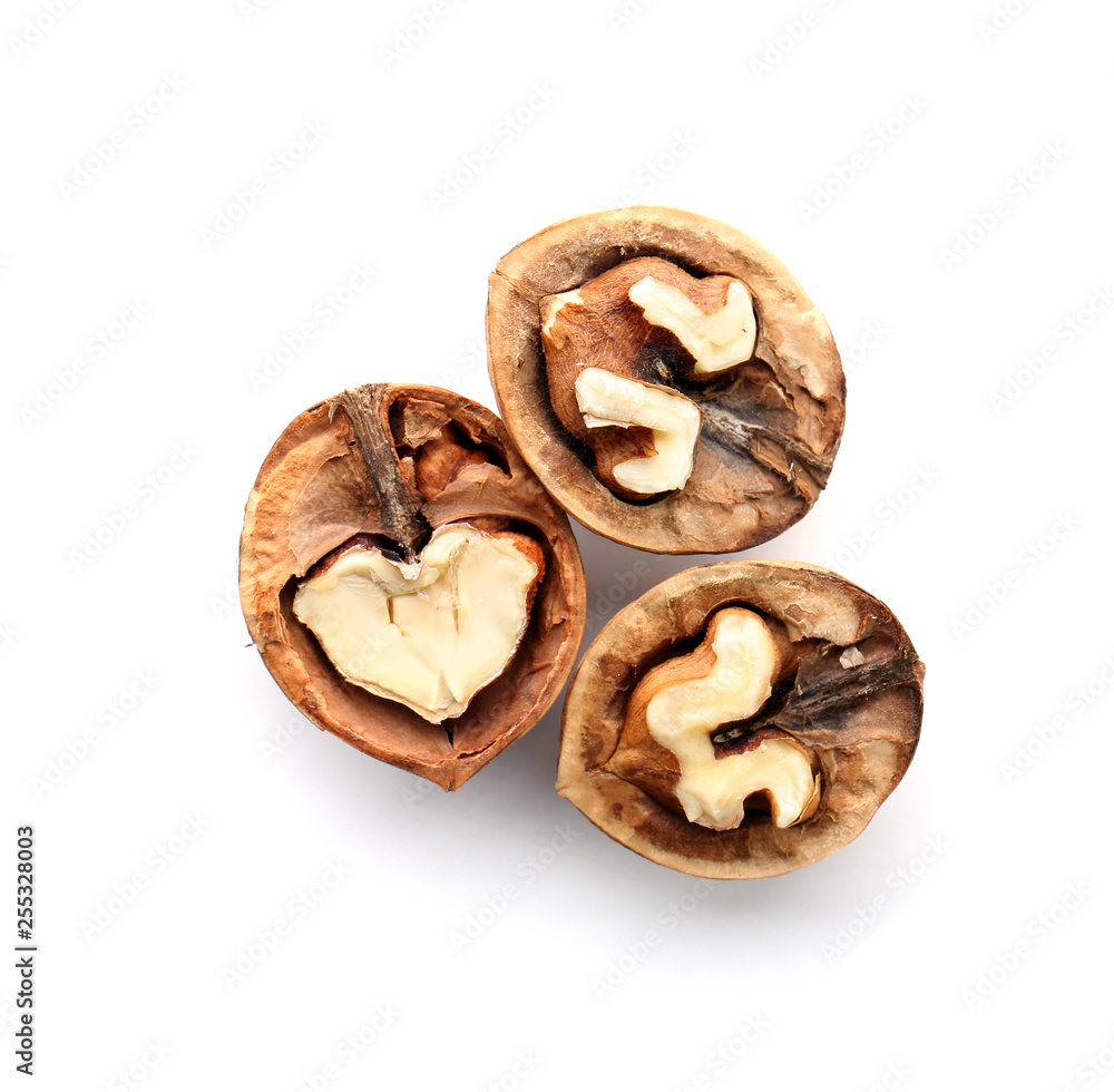 Tasty walnuts on white background Tasty walnuts on white background