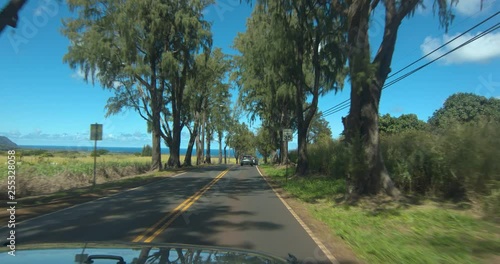 Driving Down Kamehameha Highway towards the North Shore of Oahu