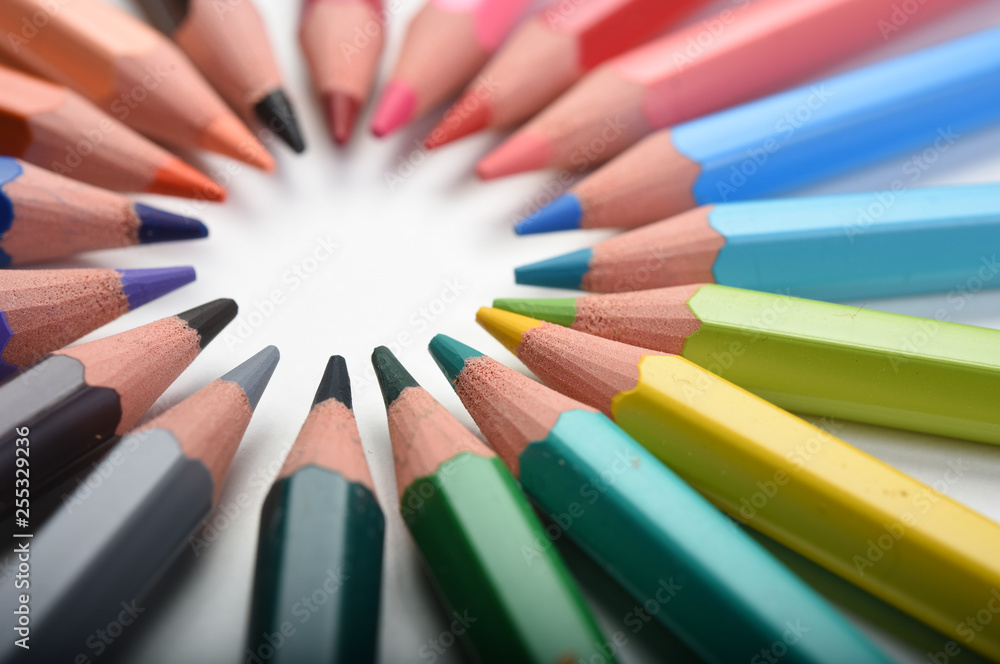 Fototapeta colored pencils on a white background