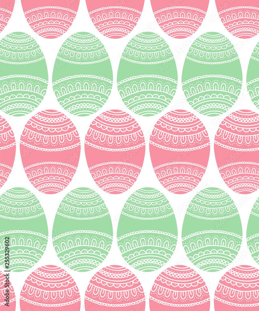 Simple easter egg doodle ornament seamless pattern, vector illustration