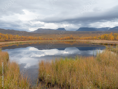 River in autumn. Abisko national park in Sweden.