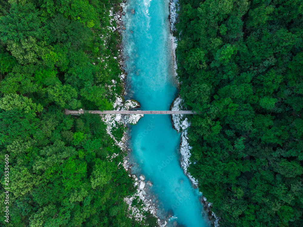 Blue Water Of Soca River Top Down Drone View Stock Photo Adobe Stock
