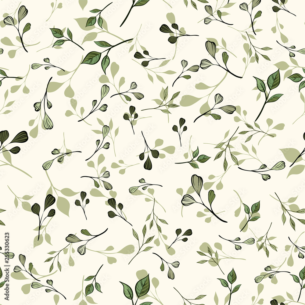 Seamless pattern. Green leaves