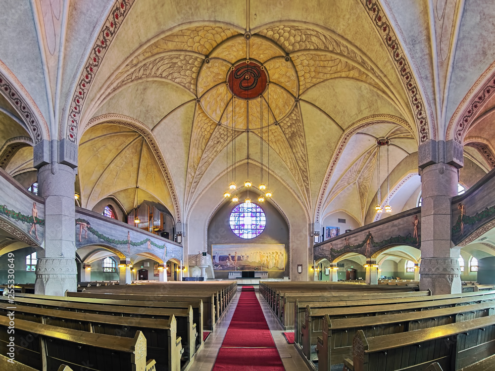 Interior of Tampere Cathedral, Finland. The Cathedral was built in 1902-1907.