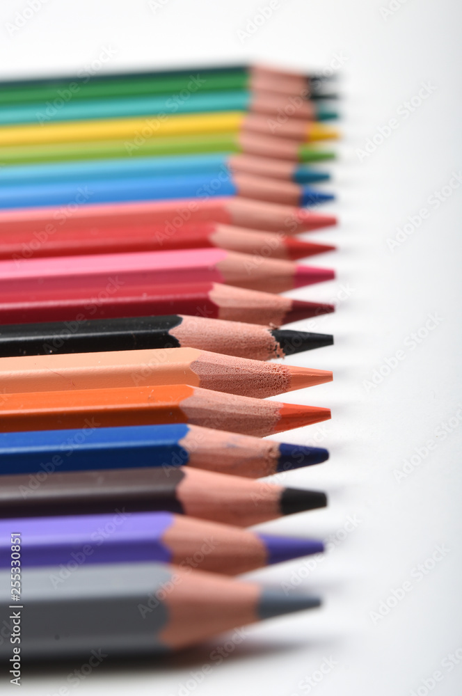 colored pencils on a white background colored pencils on a white background