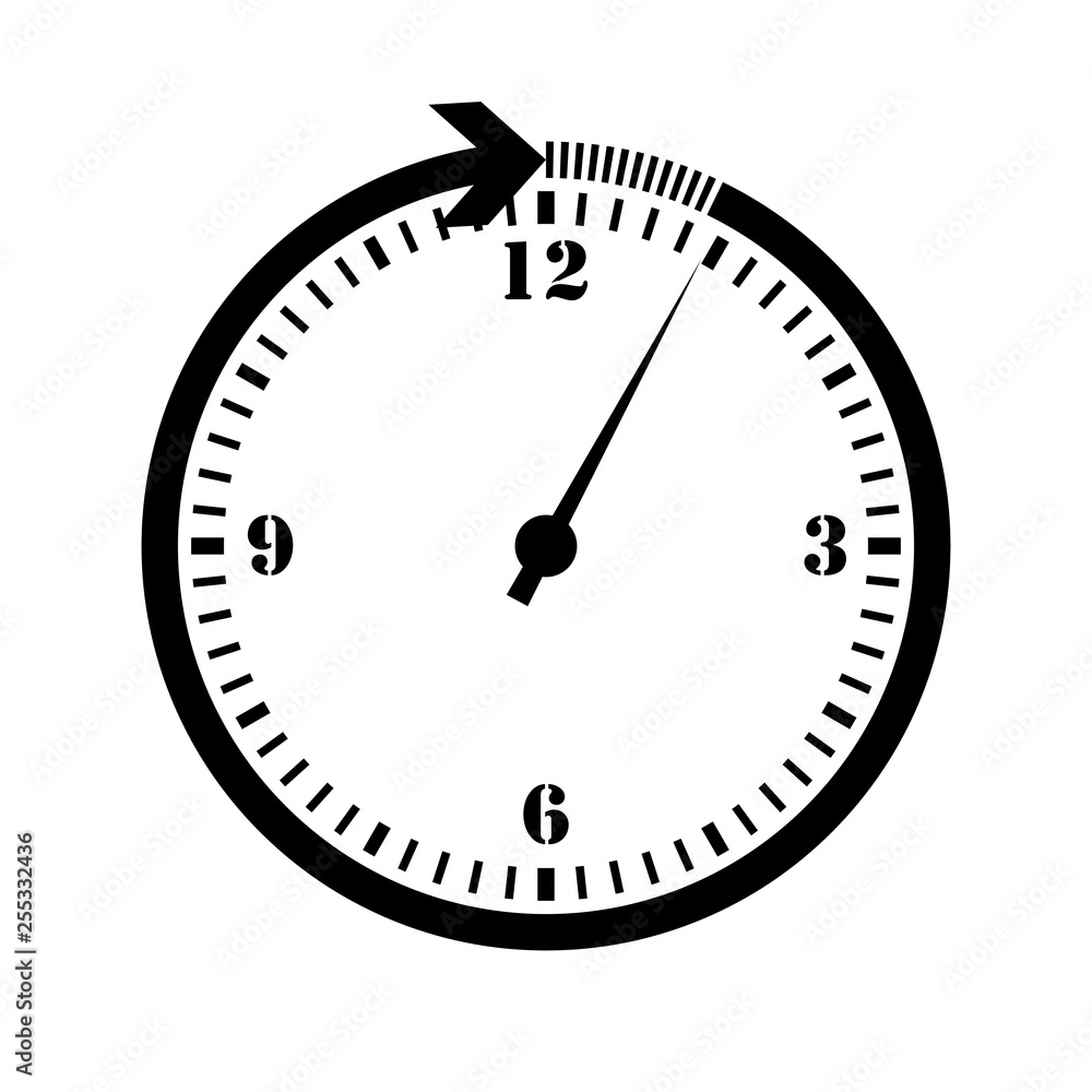 Illustration of a clock. Clock icon in black and white colors. Illustration of a clock. Clock icon in black and white colors.