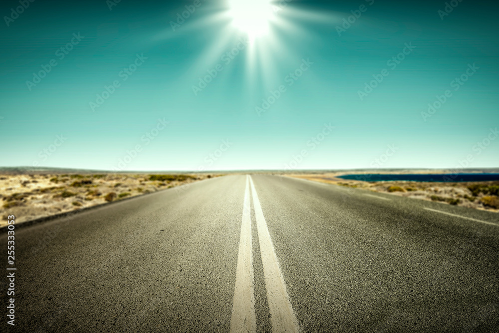 Naklejka premium summer road background of free space