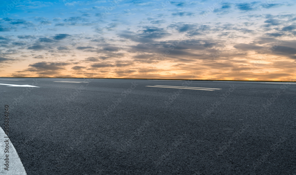 Fototapeta premium Road surface and sky cloud landscape..