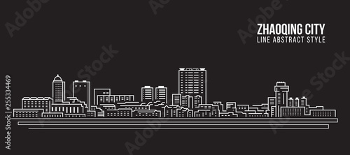 Cityscape Building Line art Vector Illustration design -  Zhaoqing city photo