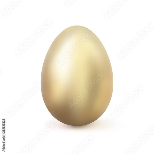 Realistic golden egg isolated on white background