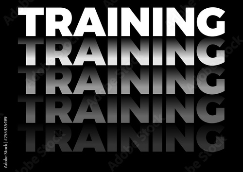 the word training in repetitive form, vector text