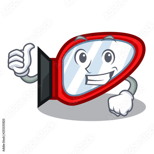 Thumbs up side mirror in the cartoon shape