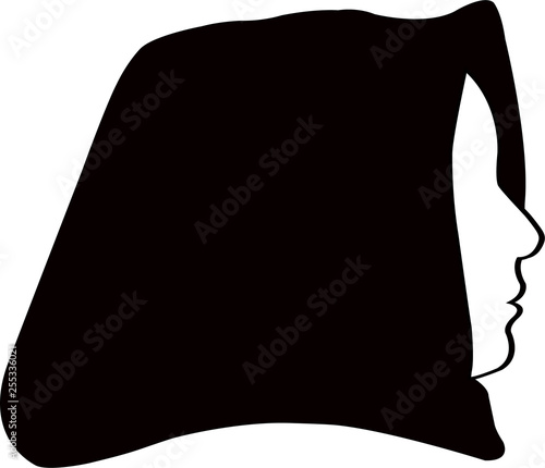 woman with head scarf, silhouette vector photo