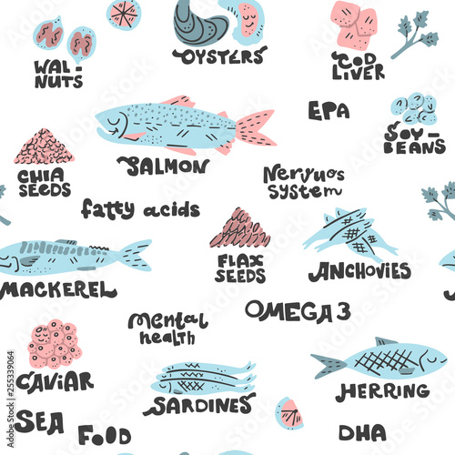 Omega 3 sources vector set