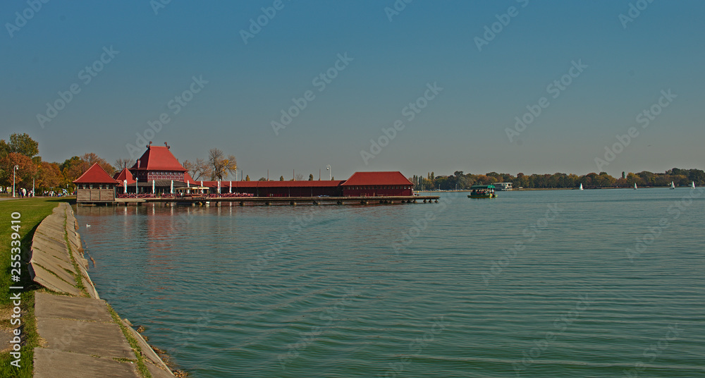Touristic complex with pier on Palic lake, Serbia