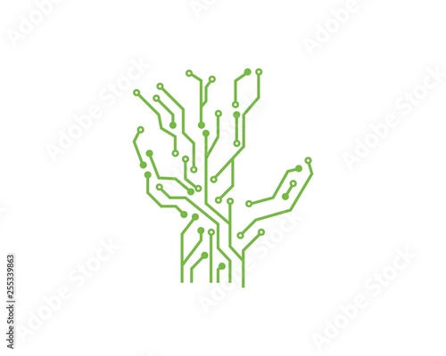 circuit board line hand concept design illustration