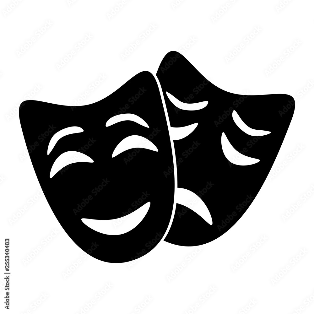 Illustration of drama masks. Symbol of a theater. Stock ベクター | Adobe Stock