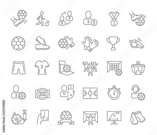 Set Vector Line Icons of Football.
