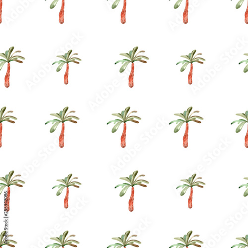 Fototapeta Naklejka Na Ścianę i Meble -  Palm tree pattern seamless in simple style watercolor illustration for any web design or textile