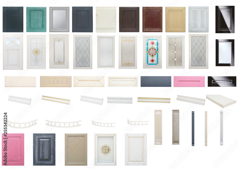 A set of facades for the production of furniture on a white background A set of facades for the production of furniture on a white background