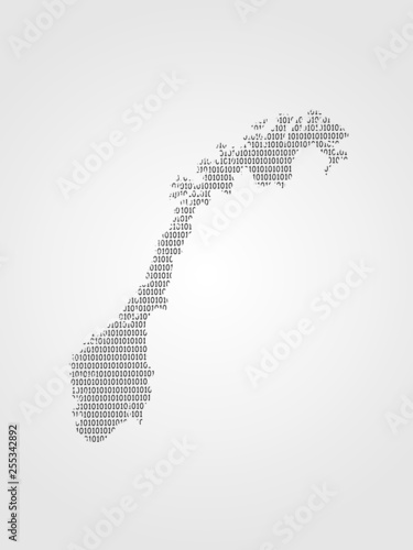 Norway vector map illustration using binary digits or numbers on light background to mean digital country and advancement of technology