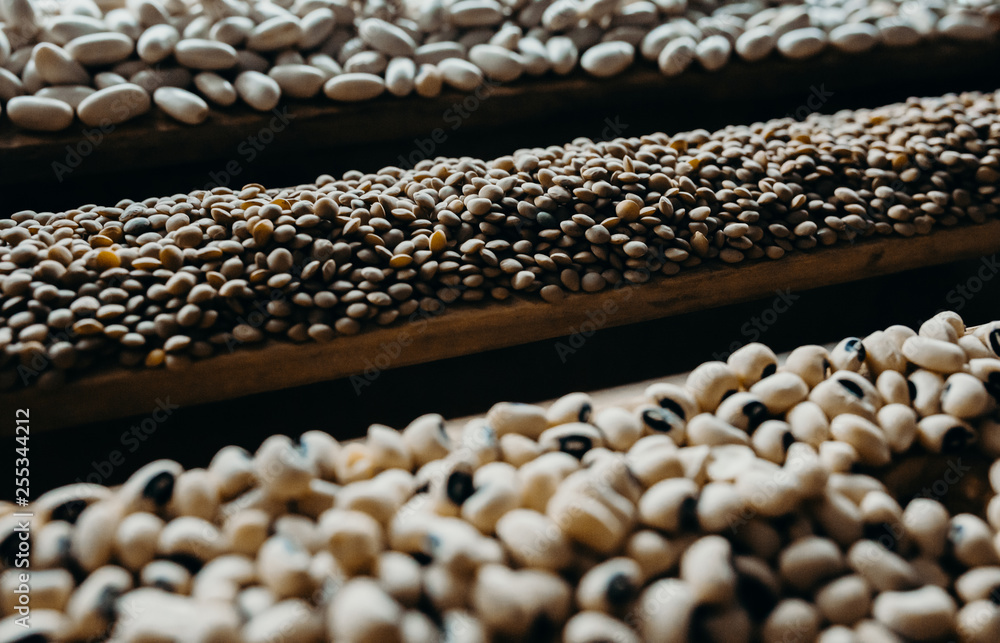 Obraz premium Edible seed mix with lentils and beans. Seed mixture for healthy nutrition 