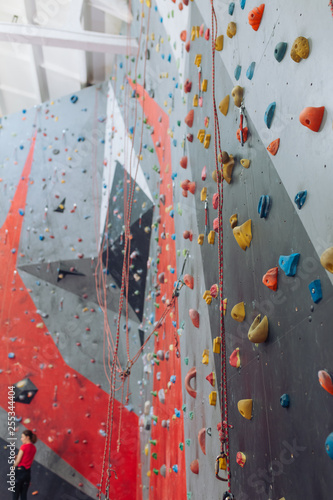 empty modern rock climbing room. sport, lifestyle , fitness. entertainment, room for unforgettable experience