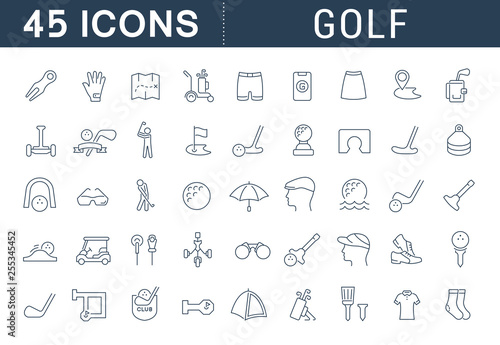 Set Vector Line Icons of Golf.