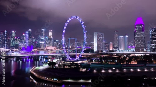 Singapore Flyer Night Drone Aerial Hyperlapse Orbit