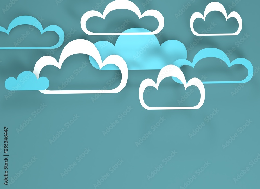 Paper cut design with clouds. Blue sky, clouds. Paper cut design with clouds. Blue sky, clouds.