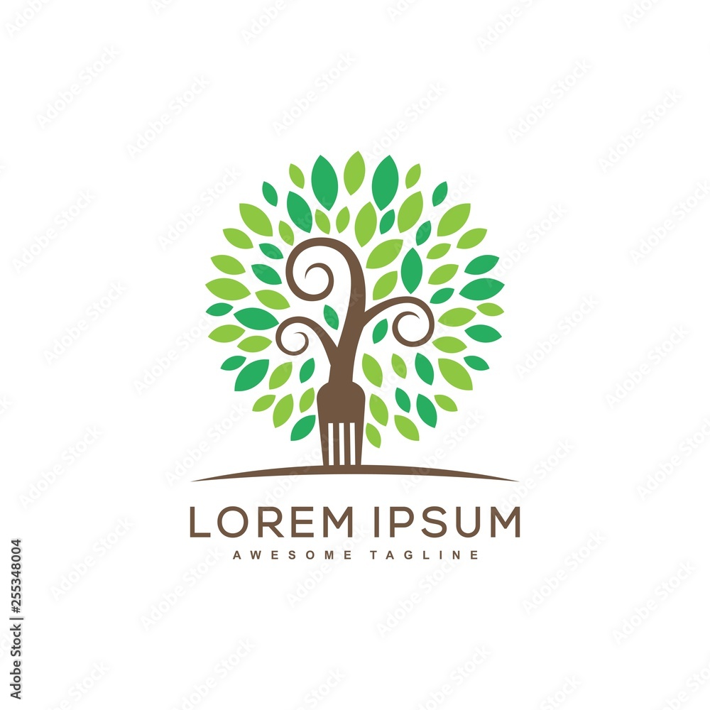 Obraz premium Fork Tree illustration vector Design template