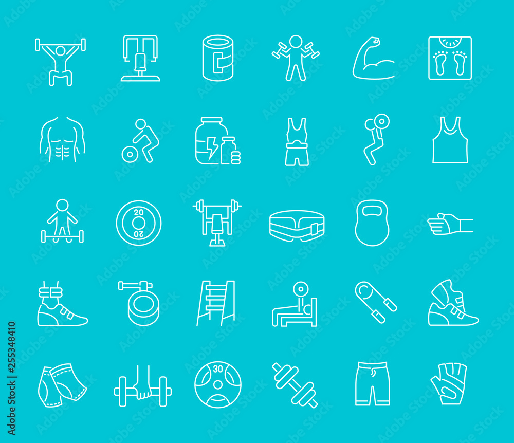 Set of Line Icons of Heavy Athletics. Set of Line Icons of Heavy Athletics.
