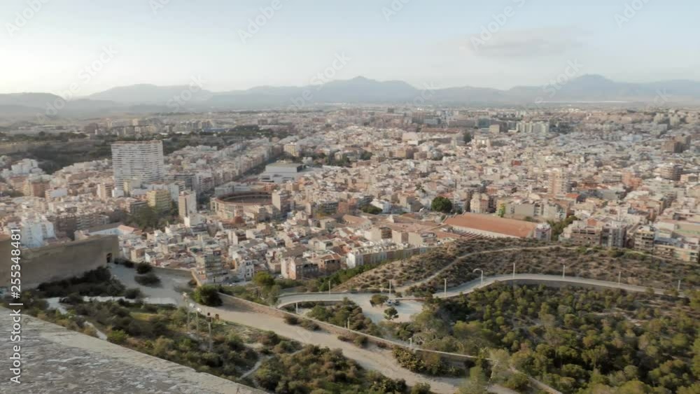Aerial View of the city of Alicante from the Castle of Santa B�rbara. Pan shot. Aerial View of the city of Alicante from the Castle of Santa B�rbara. Pan shot.