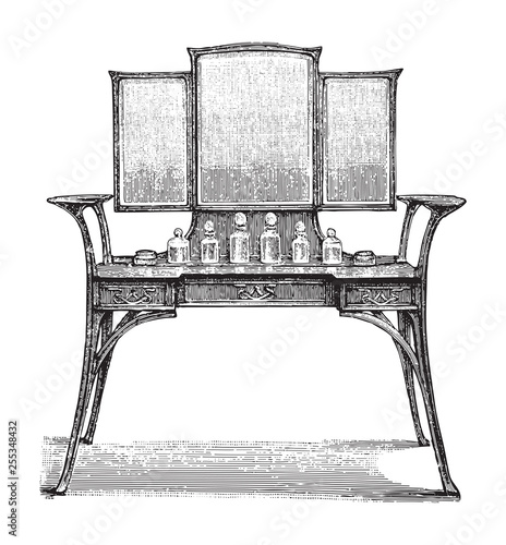 Antique perfume table / vintage illustrations from Meyers Konversations-Lexikon 1897