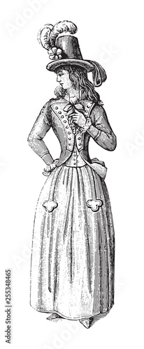Woman old fashion - French revolution period (1790) / vintage illustration from Die Frau als hausarztin 1911