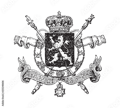 Belgium coat of arms / vintage illustration from Brockhaus Konversations-Lexikon 1908