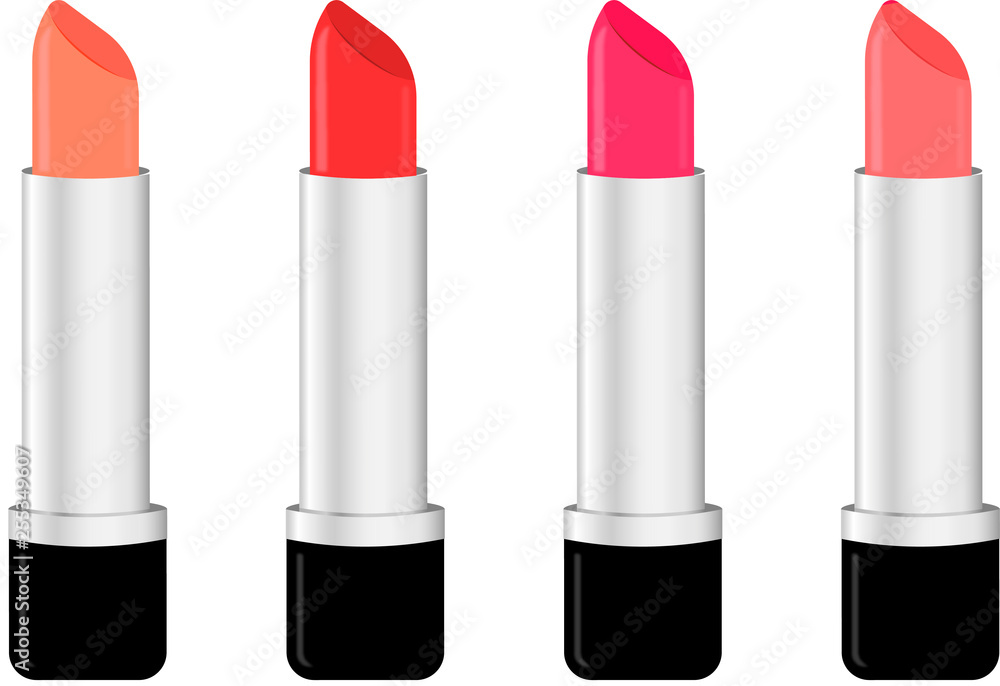 four lipsticks of different colors four lipsticks of different colors