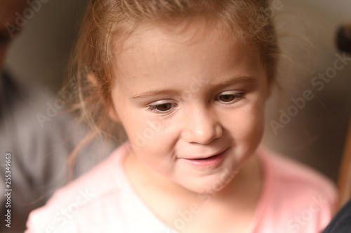 little girl in pink close up