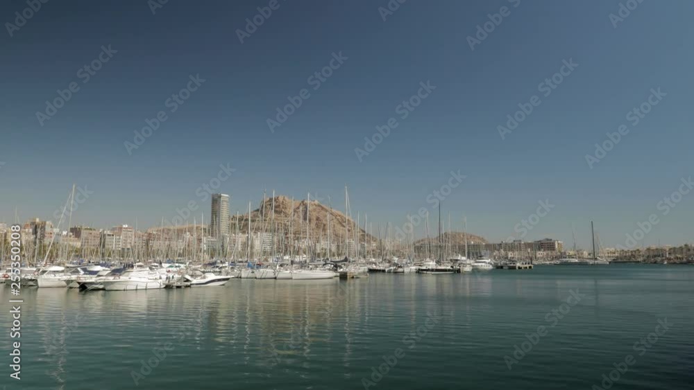marina of Alicante, Spain on a sunny day.crane shot, marina of Alicante, Spain on a sunny day.crane shot,