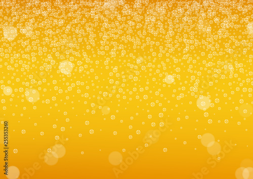 Oktoberfest background. Beer foam. Craft lager splash. bar banner layout. Pour pint of ale with realistic white bubbles. Cool liquid drink for Orange cup with oktoberfest.